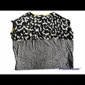 Zara Animal Print Colorblock Oversized Top Sz S
